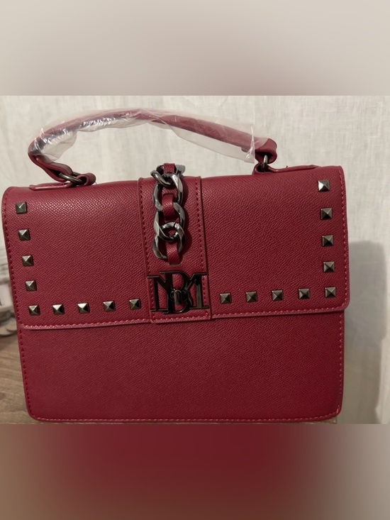 Bangley mischka Handbags - Elegant Red Satchel with Chain-Link Detail